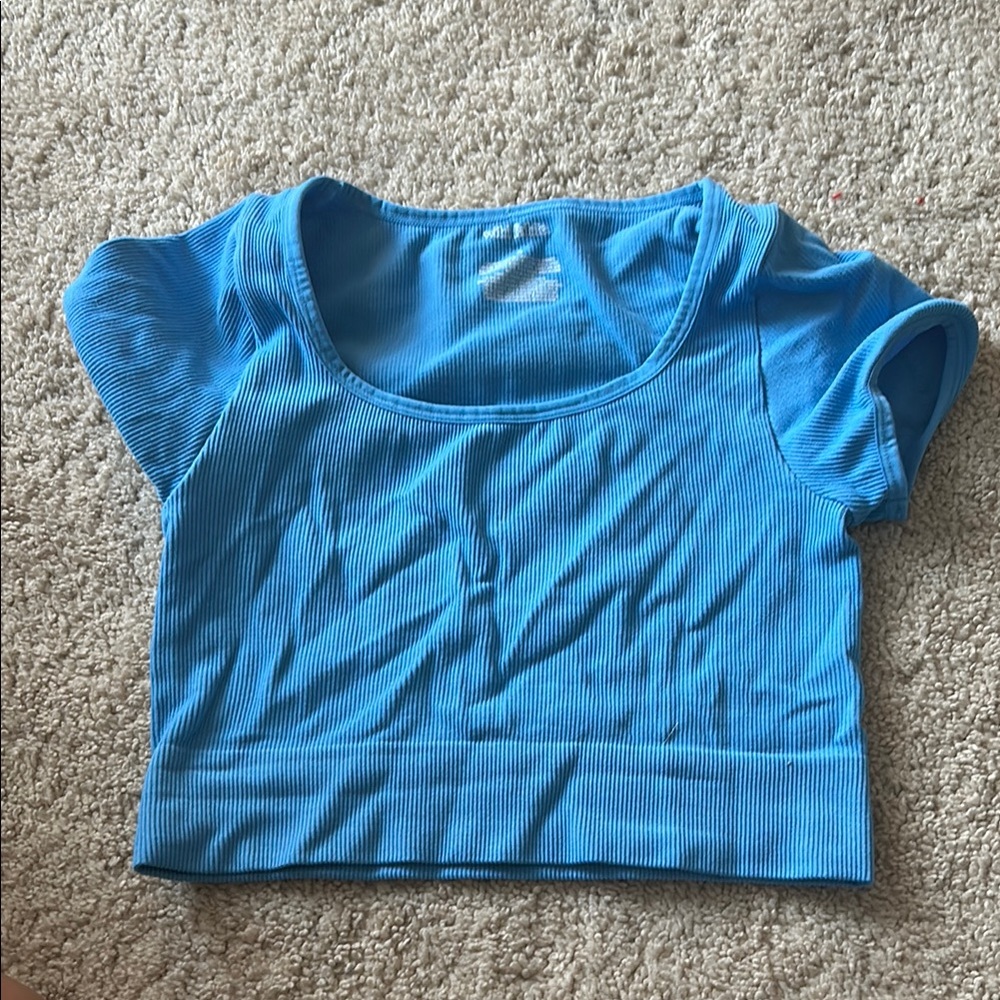 Wild Fable Blue Short Sleeve Crop Tee